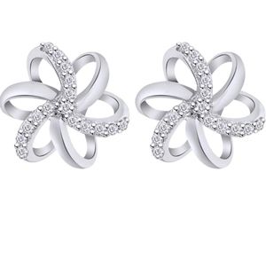 Aria Jewels diamond spiral flower earrings